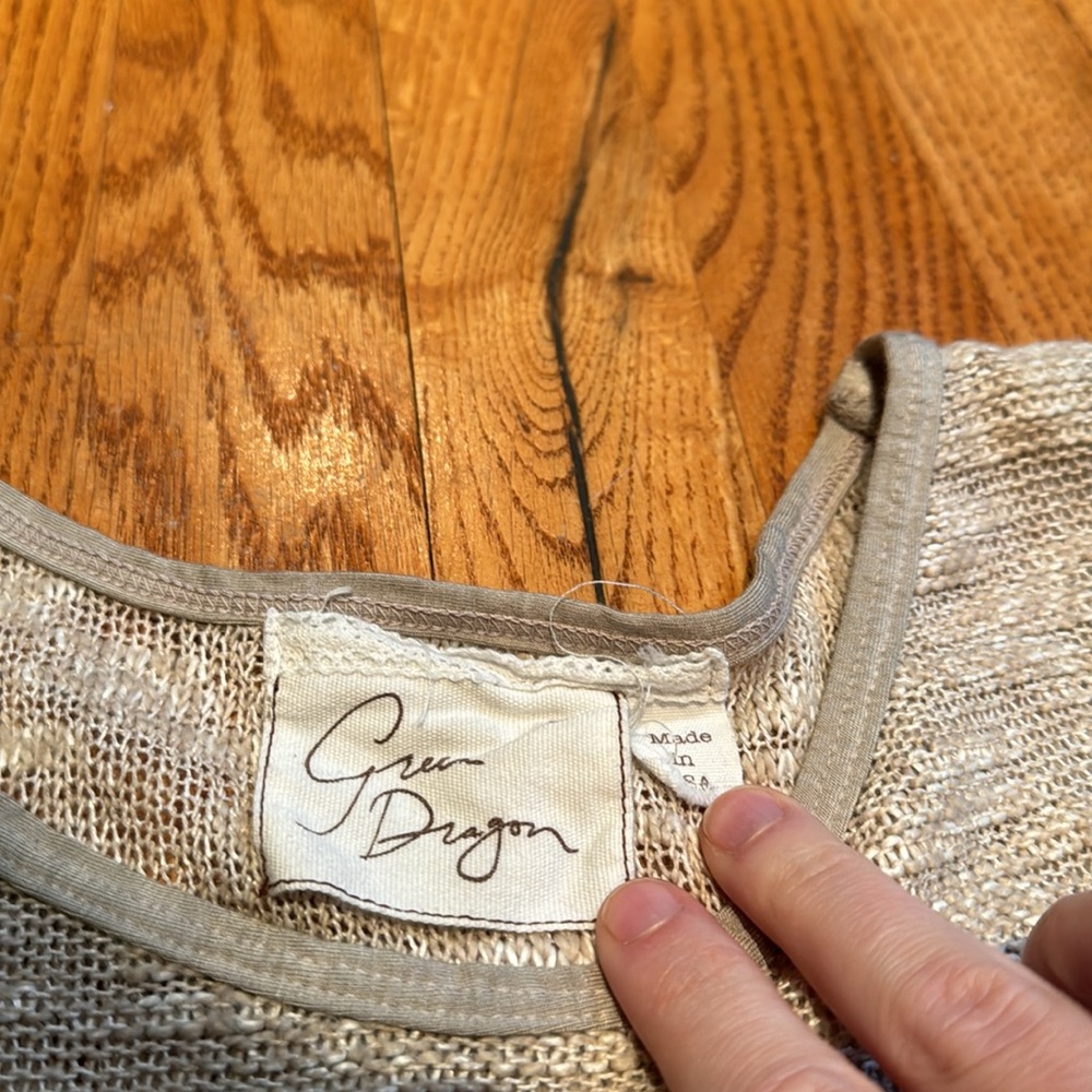 Green Dragon cotton poly blend oatmeal tan tank top/swim suit cover up size m - Picture 2 of 3